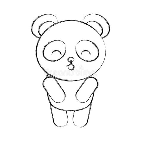 Cute Sketch Draw Panda Bear Stock Vector Illustration Of Friendly