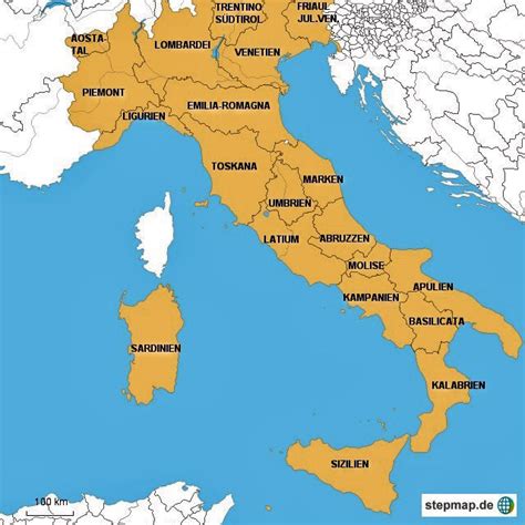 Italien Regionen Provinzen Karte Italien Karte Der Regionen Und