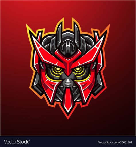 Red Robot Head Mascot Logo Royalty Free Vector Image