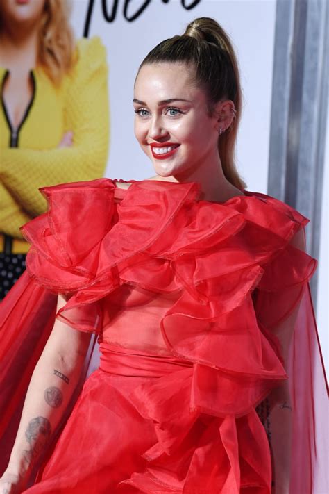 Miley Cyruss Red Dress At Isnt It Romantic Premiere Popsugar