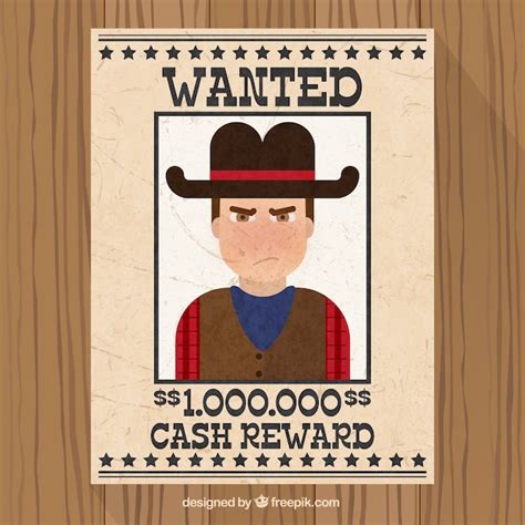 Wanted poster with criminal in flat design Vector | Free Download