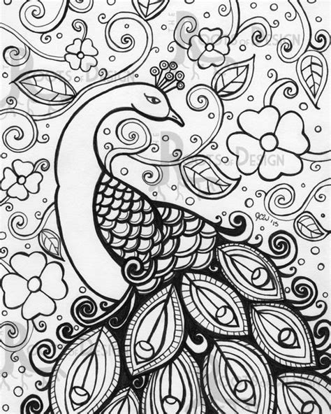 Get these exotic birds on the following coloring pictures below. INSTANT DOWNLOAD Coloring Page Peacock zentangle by ...