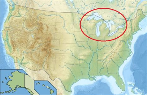 United States Map 5 Great Lakes