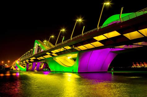 Glowing Sheikh Zayed Bridge Abu Dhabi Abu Dhabi Arch Bridge