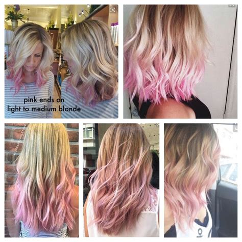 Dip Dye Fade In Color Bleed Pink Ends On Blonde Dyed Blonde Hair