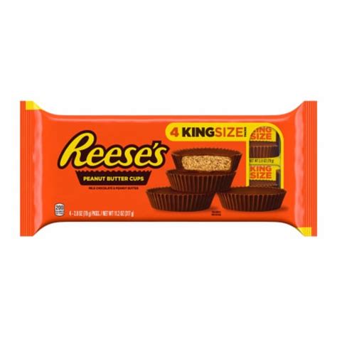 Reeses Milk Chocolate Peanut Butter Cups Candy King Size Packs 4 Ct
