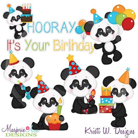Baby Panda Birthday Clip Art Digital Clipart Png Clip Etsy