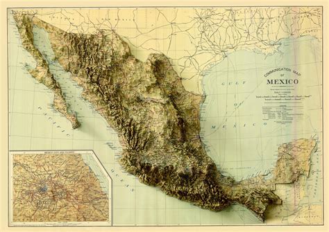 Mapa De México Mapa De Relieve De México Mapa México Etsy