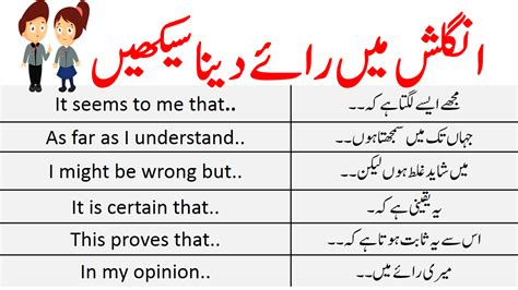 Most Common English Phrases For Opinion With Urdu Meanings ILmrary