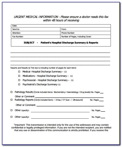 Fake Hospital Discharge Papers Template