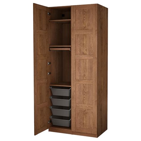 pax bergsbo wardrobe combination brown stained ash effect ikea