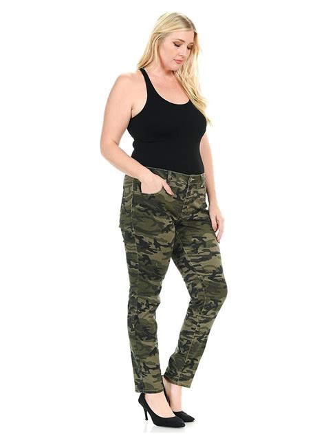 Sweet Look - Sweet Look Womens Plus Size Stretch Jeans Army Style Camo 