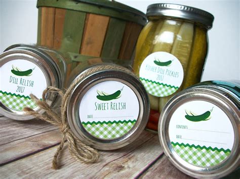 Colorful Adhesive Canning Jar Labels Pickles Canning Jar Labels For Dill Bread Butter Sweet