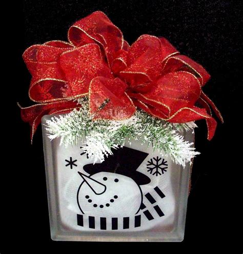 Painted Glass Blocks, Decorative Glass Blocks, Christmas Floral, Winter