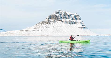 Kayaking Under Mt Kirkjufell In Snaefellsnes