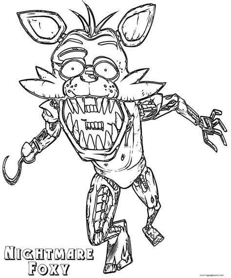 Nightmare Foxy Coloring Pages Five Nights At Freddys Coloring Pages