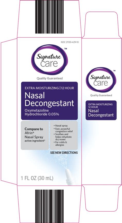 Ndc 21130 429 Signature Care Nasal Decongestant Spray Nasal Label