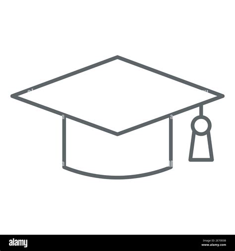 Academic Cap Thin Line Icon Education Concept Student Graduation Hat