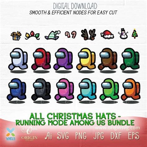 Among Us All Christmas Hats Svg Disney Hats Layered Vinyl Hat Ideas