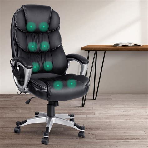 artiss 8 point heated massage office chair vibration executive computer black bunnings australia