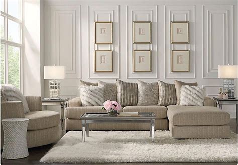 Thessaly Beige 2 Pc Sectional Living Room Sets Beige
