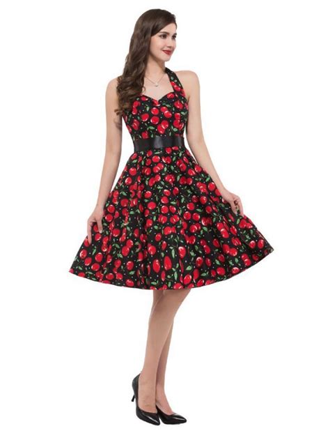 1950s Vintage Retro Rockabilly Halter Swing Cherry Dress Au 60 S Xl Nice Dresses Cherry Dress