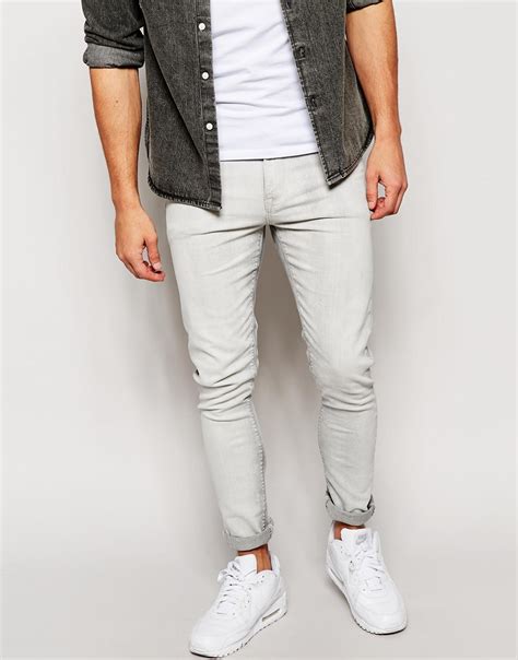 Lyst Asos Super Skinny Jeans In Light Gray In Gray For Men