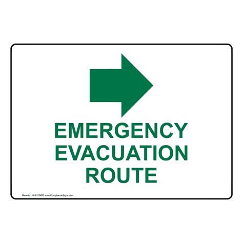 Emergency Evacuation Route Right Arrow Sign Nhe 25605