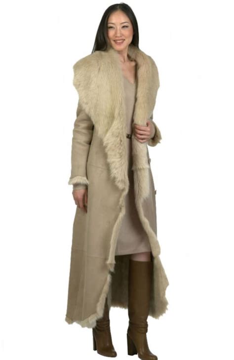 Women Penny Lane Long Shearling Fur Coat Boho 70 S Vintage Etsy