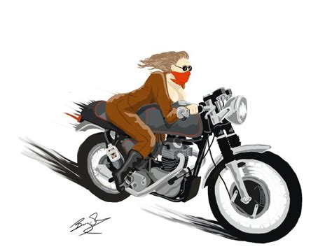 A Drawing Of A Person Riding A Motorcycle With A Mask On Its Face