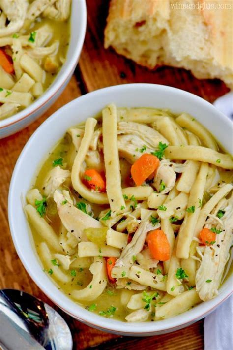 Thick homemade noodles, perfectly tender chicken, broth thickened by the floury noodles, nothing tastes as perfect. This homemade chicken noodle soup is so good and ...