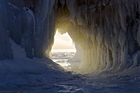 Ice Caves Off Of Pere Marquette Beach In Muskegon Michigan Usa