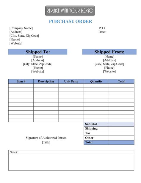 Free Printable Purchase Order Printable Templates