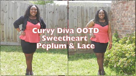 curvy diva ootd sweetheart peplum and lace dress youtube