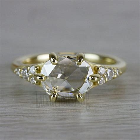 220 Ct Colorless Moissanite Ring Rose Cut Oval Engagement Etsy
