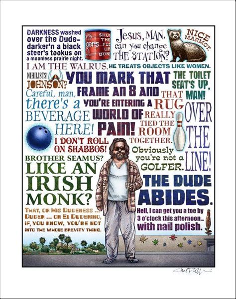 the dude abides the big lebowski tribute signed print etsy the big lebowski film quote
