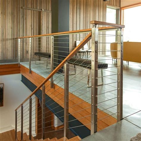indoor stairwell cable railing use stainless steel square post design cable stair railing