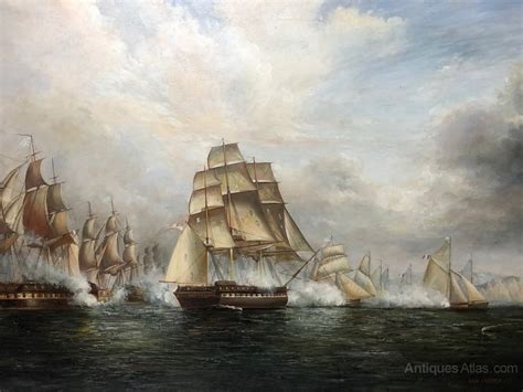 Antiques Atlas Marine Oil Painting Napoleonic Ships Sea Battle