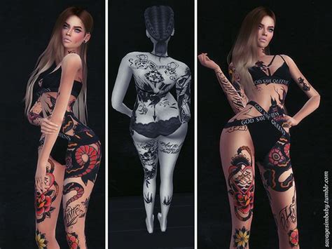 Savagesimbaby S Ssb Traditional Colour Tattoo Sims Tattoos Sims