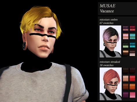 Male Hair Recolor Retexture Musae Vacance By Honeyssims4 At Tsr Sims