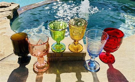 Vintage 6 Mismatched Wine Glasses Goblets Water Retro Boho Wedding Set Ebay