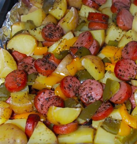 Squish the ends toward each other to open the potato. Smoked Sausage and Potato Bake - Recipes - Faxo