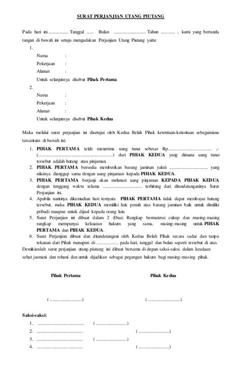 Surat pernyataan pembayaran hutang adalah surat pernyataan bermaterai yang berkaitan dengan transaksi pembayaran atau pelunasan hutang contoh format surat pernyataan pembayaran hutang. 5 Contoh Surat Perjanjian Hutang Piutang | Republik SEO