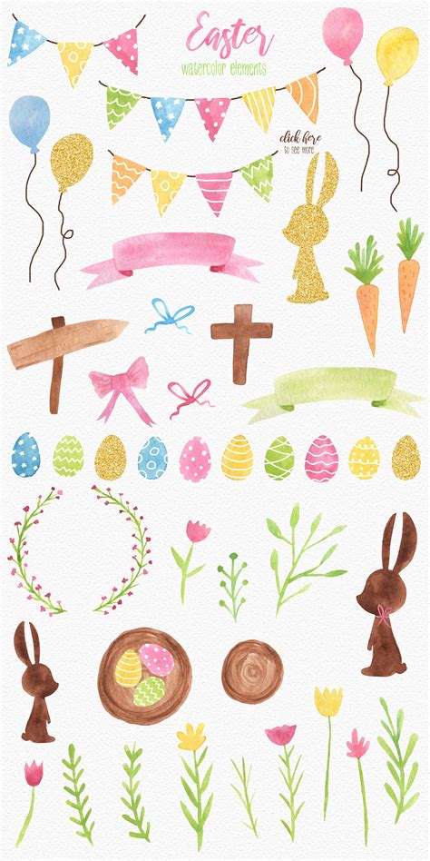 Happy Easter Watercolor Set Happy Easter Watercolor Easter