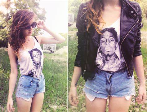 Alissa L Lil Wayne Shirt Diy High Waist Shorts Handm Leather Jacket