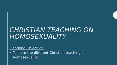 Christian Teaching On Homosexuality Teaching Resources
