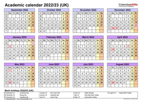 Academic Calendars 202223 Uk Free Printable Pdf Templates
