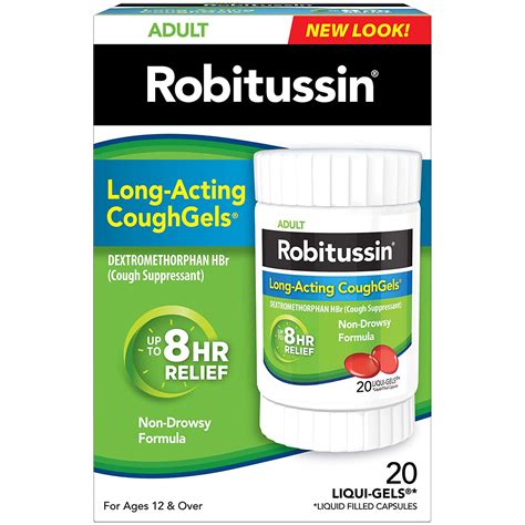 6 Pack Robitussin Adult Long Acting Coughgels 20 Ct 8 Hr Non Drowsy