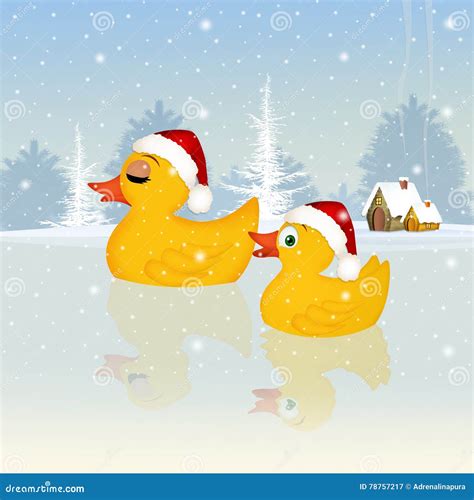 Ducks Celebrate Christmas Stock Illustration Illustration Of Pond