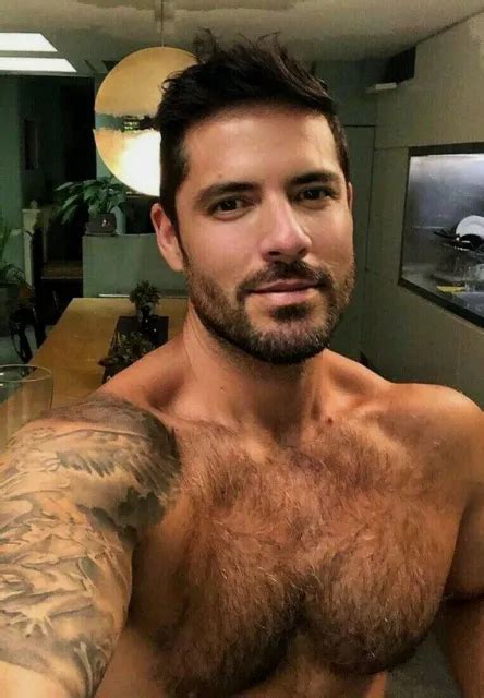 Shirtless Male Beefcake Hairy Chest Body Tattoos Beard Man Hunk Photo
